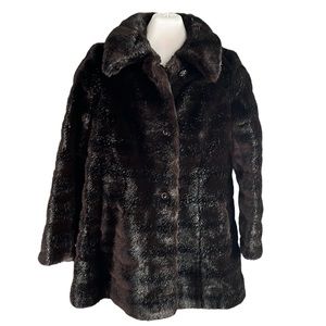JEAN LOUIS PARIS SABLE BROWN FAUX FUR COAT VINTAGE